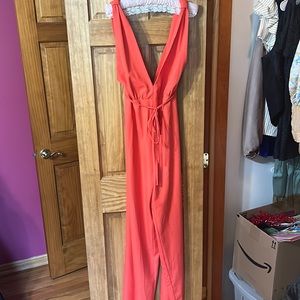 Long orange/coral jumpsuit